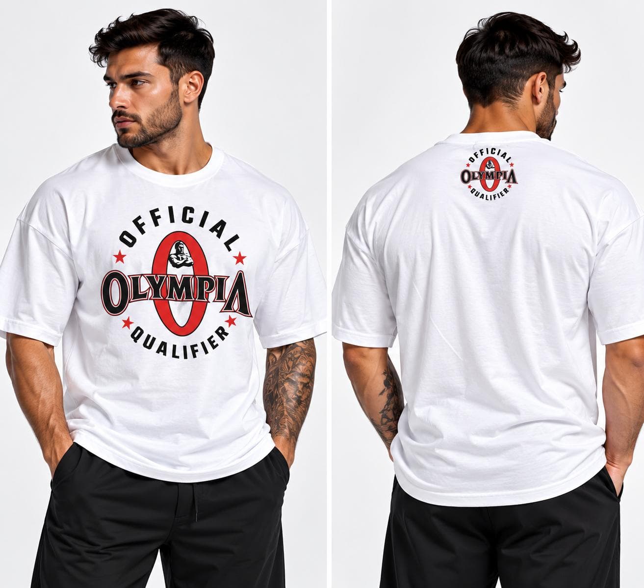 Olympia Baskılı Oversize Beyaz Beast Mode Tişört