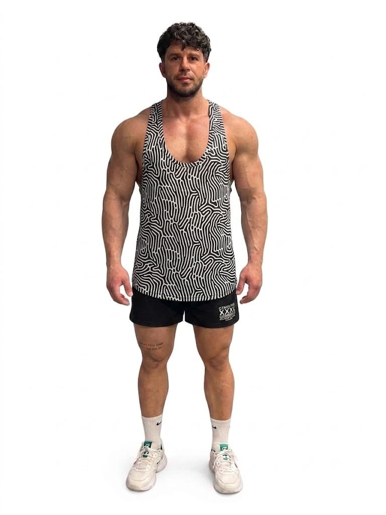 Beast Mode Baskılı Siyah Beyaz Atlet