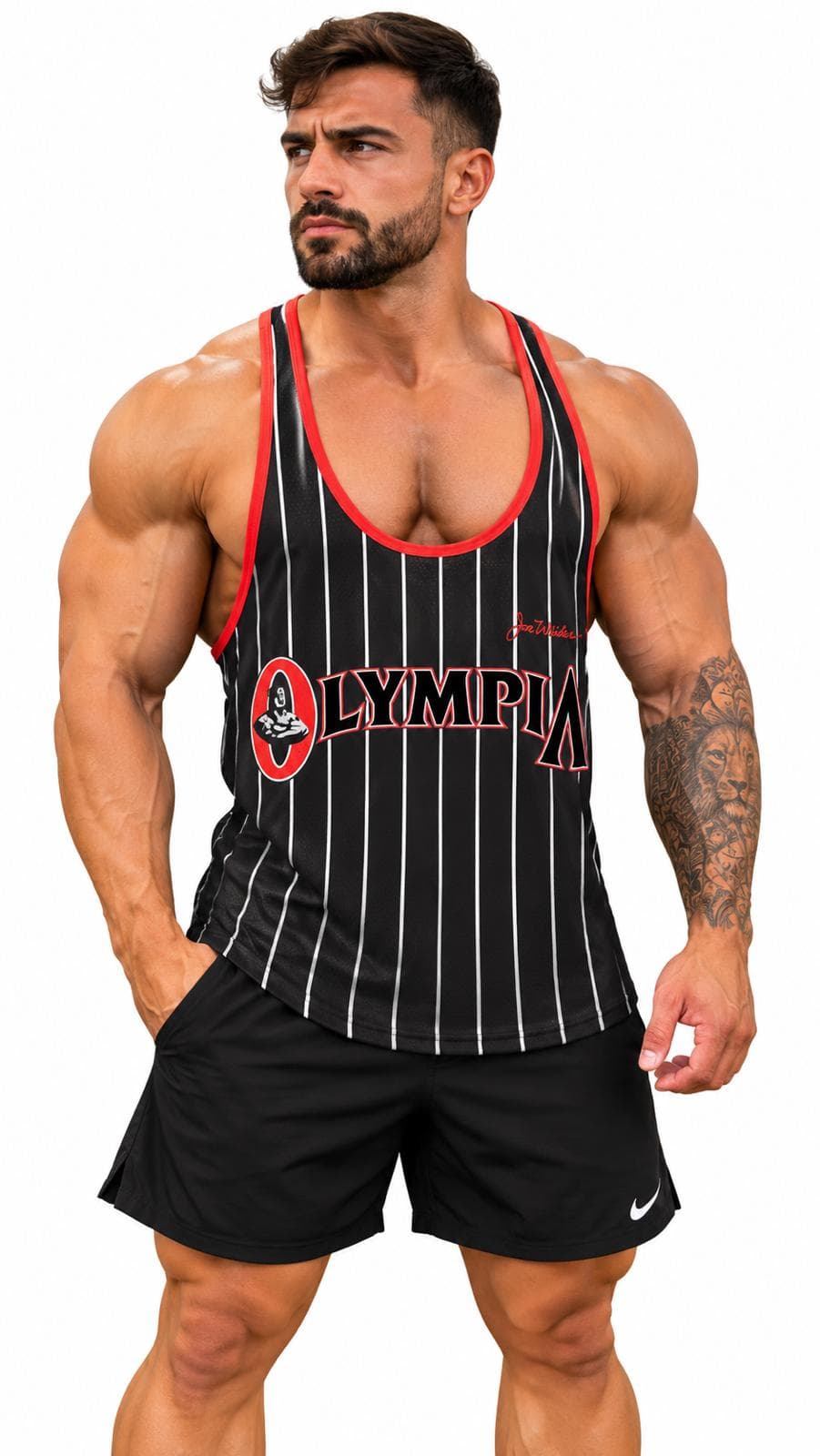 Olympia Baskılı Beast Mode Siyah Çizgili Atlet